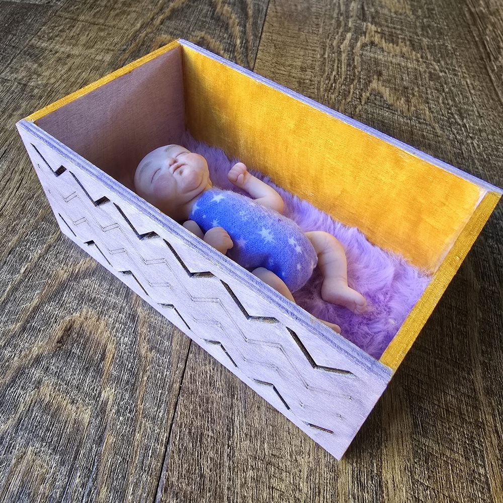 Handmade Polymer Clay Baby Doll and Crib